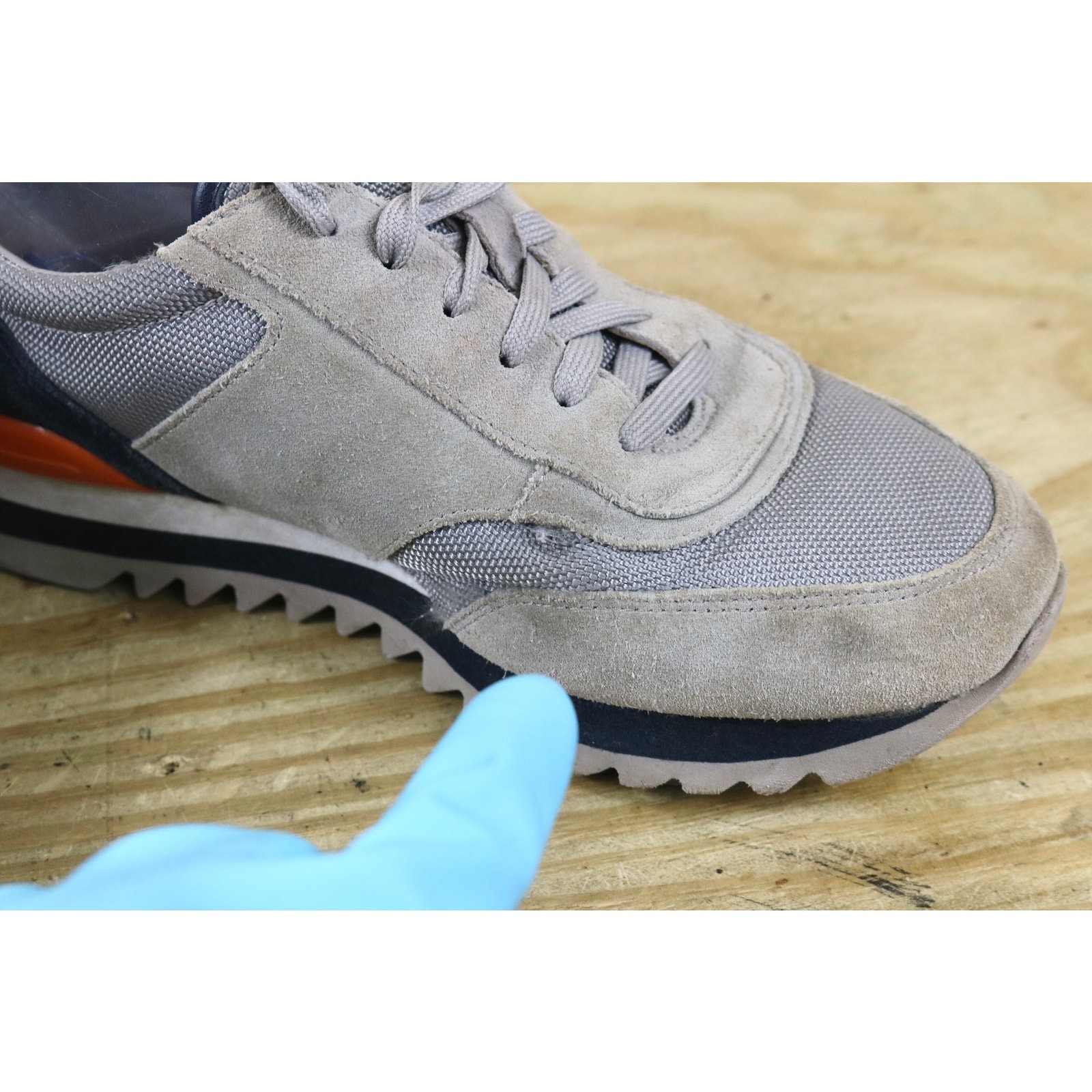 Tory Burch Sneakers Womens 8.5M Gray Leather Sawtooth Logo Shoes Athletic thumbnail 8