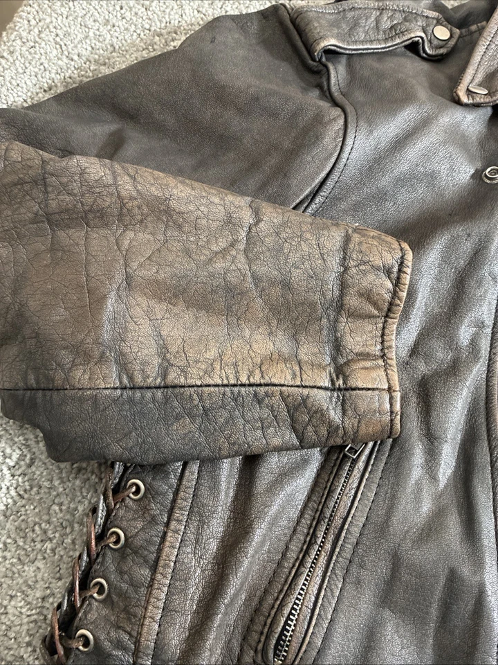 Куртка мотоциклетная мужская UNIK выветренная коричневая кожа размер 48 - Изображение 3 из 4