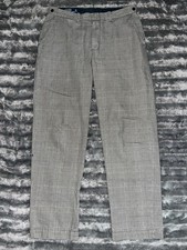 Vintage Men's POLO RALPH LAUREN Striped Plaid Pants Slacks Trousers Beige 36/31
