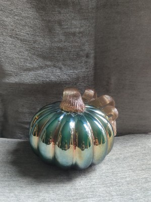 Hand Blown Artisan Glass Pumpkin Swirl Ribbon Fall Autumn Harvest Table Decor
