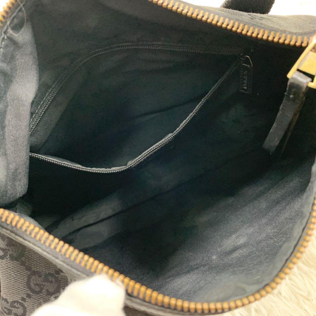 GUCCI Hobo GG Canvas Leather Black One Shoulder Bag Authentic Excellent Conditi thumbnail 9