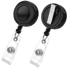 2 Pack Retractable Badge Reels with Swivel Alligator Clip ID Holder Blac