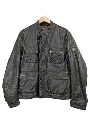 Belstaff Lederjacke Herren XL Schwarz Klassisch Freizeit Leder