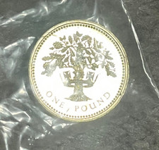 1992 English Oak £1 One Pound Round Coin Brilliant Uncirculated