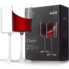 JoyJolt Claire 14oz Wine Glass Clear Glasses Set of 2 Crystal