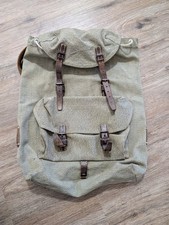 Swiss Army Military Backpack Rucksack 1955 Canvas Salt & Pepper Switzerland Vtg