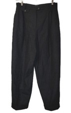 Vintage Liz Claiborne Classic Charcoal Gray Wool Dress High Waist Slacks Size 16