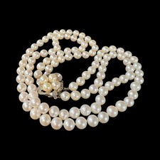 Vintage Double strand Cultured Pearl Necklace 15.5 inc
