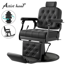 Black All Purpose Recline Vintage Barber Chair Hydraulic Heavy Duty Salon Beauty