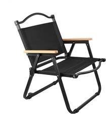 Black Portable Camping Chair Heavy Duty Foldi...