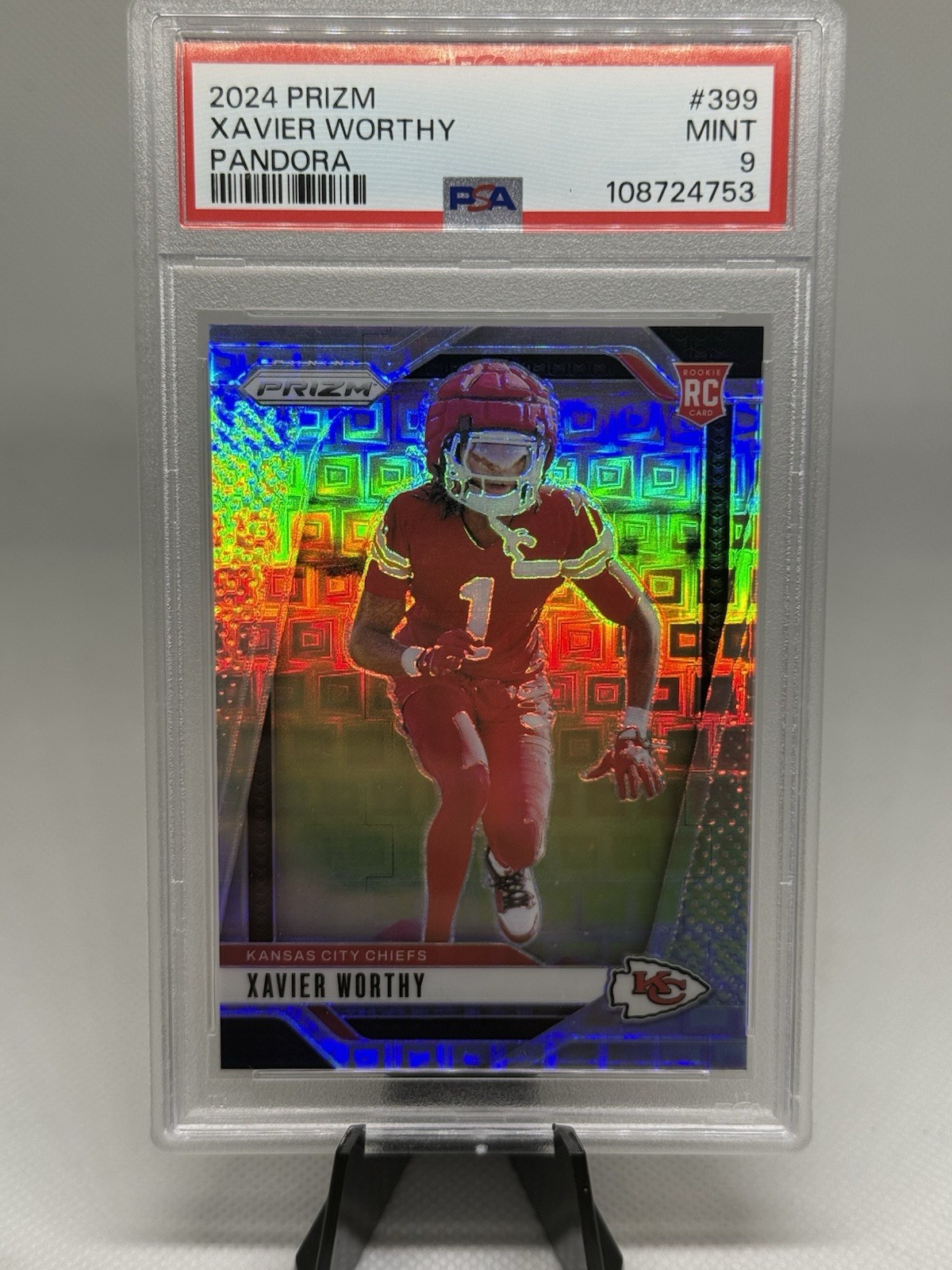2024 Panini Prizm - Rookies Xavier Worthy #399 Pandora Prizm /400 (RC) - PSA 9