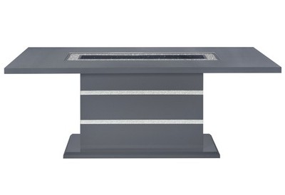 Rectangular dining table - dark grey, sparkling details, shaft frame base