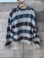 Vintage Shenandoah Striped Knit Sweater Made in USA Thick Heavy Boxy