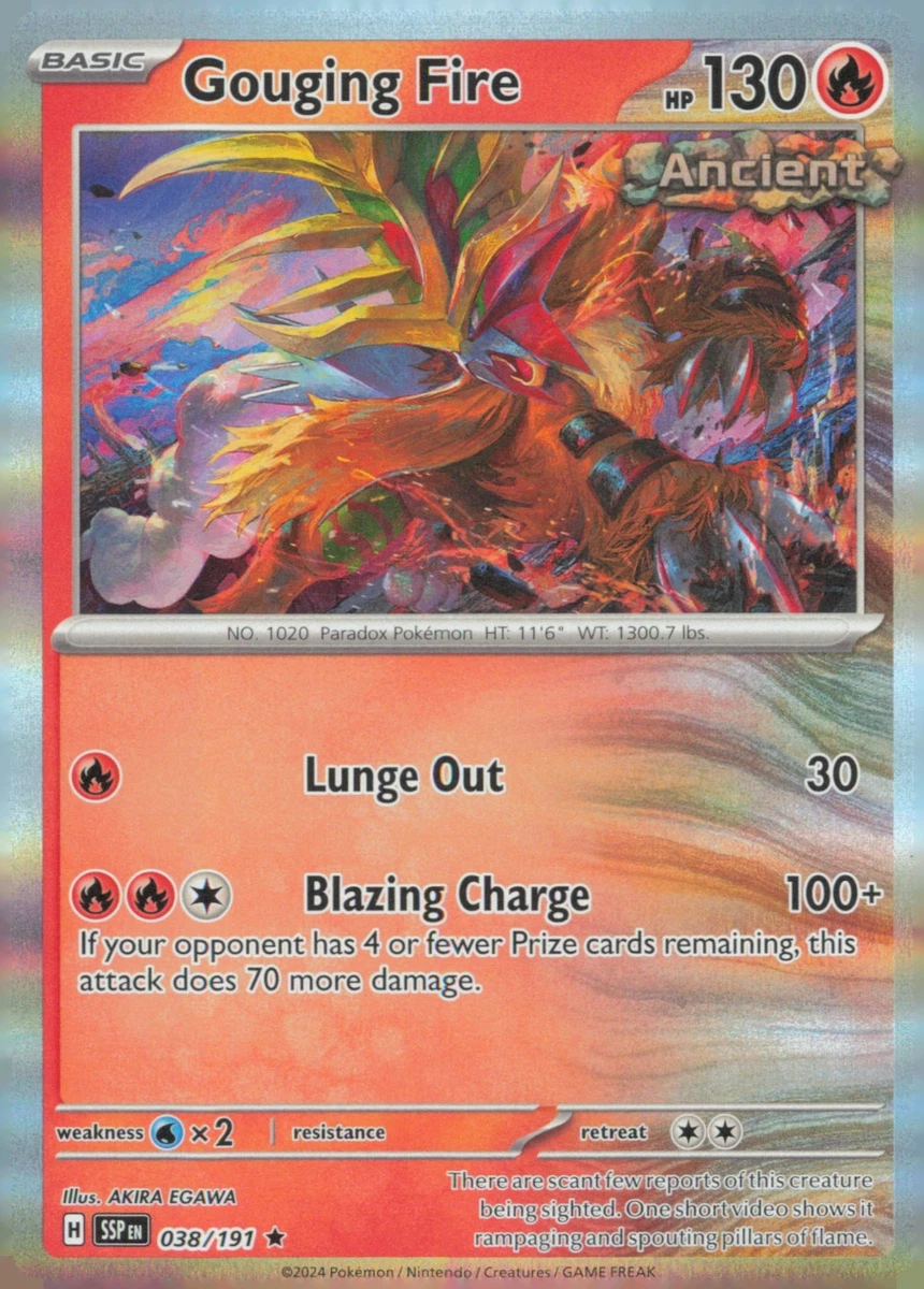 gouging fire ancient pokemon card ex 188/162 Wx2 / None / 2 Artist Pokemon Gouging Fire 038/191 Holo