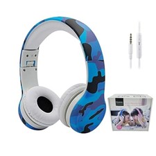 Kids Headphones with Cord, Toddler Headphones with Sharing Function, camo blue