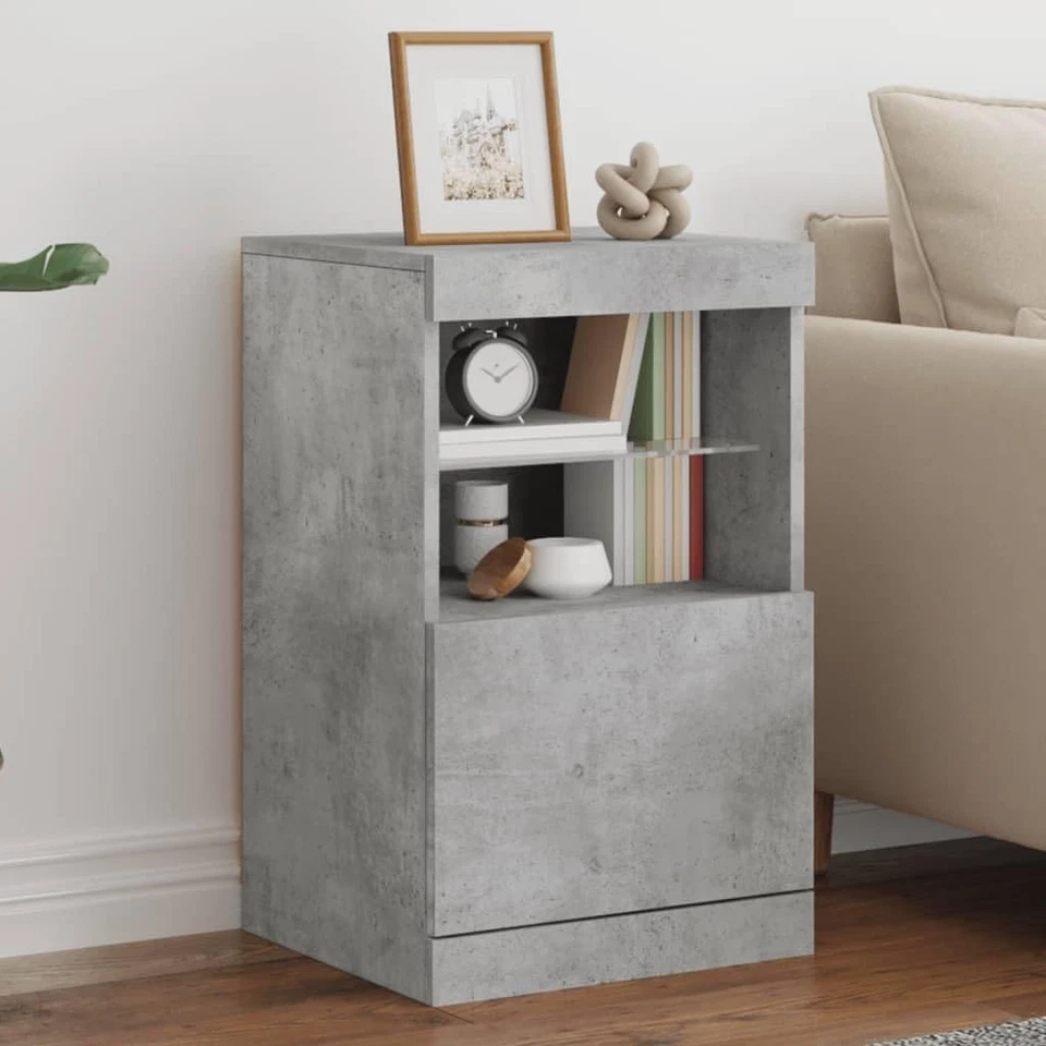 Credenza Con Luci LED Grigio Cemento 41X37X67 Cm, Credenza Con Luci LED, Credenz - Immagine 2 di 4