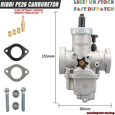 Nibbi PE26 Flansch Vergaser 26mm Rennvergaser Pit Bike Dirt Bike Roller ORIGINAL