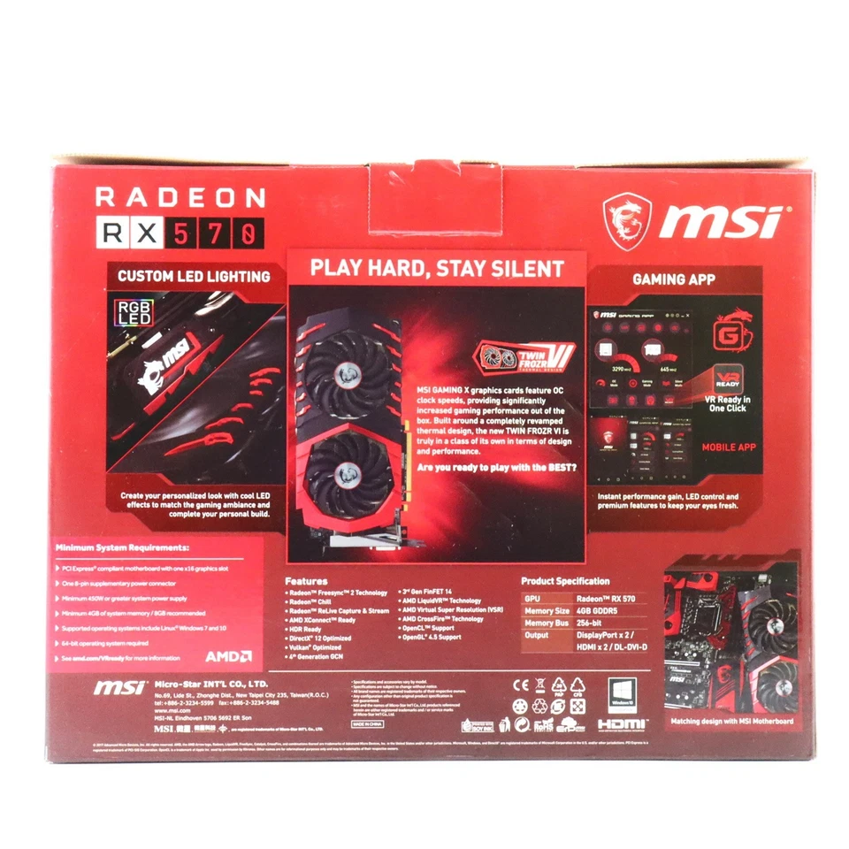 MSI Radeon RX 570 GAMING X 4G Graphics Video Card RX570 R570GX4 - NEW - Image 2 of 4