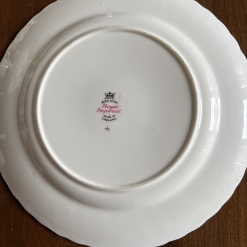Vier Royal Imperial English Bone China 8" Salatteller: "Vergissmeinnicht" Blumen - Bild 8 von 13