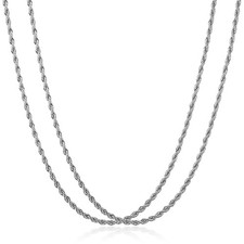 2PCS Chains for Men, Stainless Steel Twist Rope Chain Necklace for Women,Gold...