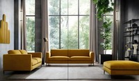 Designer Couch Polster Sitz Garnitur Sofa Garnituren 3+3 Sitzer + Hocker 3Tlg.