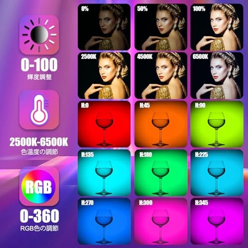 Led Photography Light, Rgb Video Light, 2500-6500K Color, Handheld Light, Built_