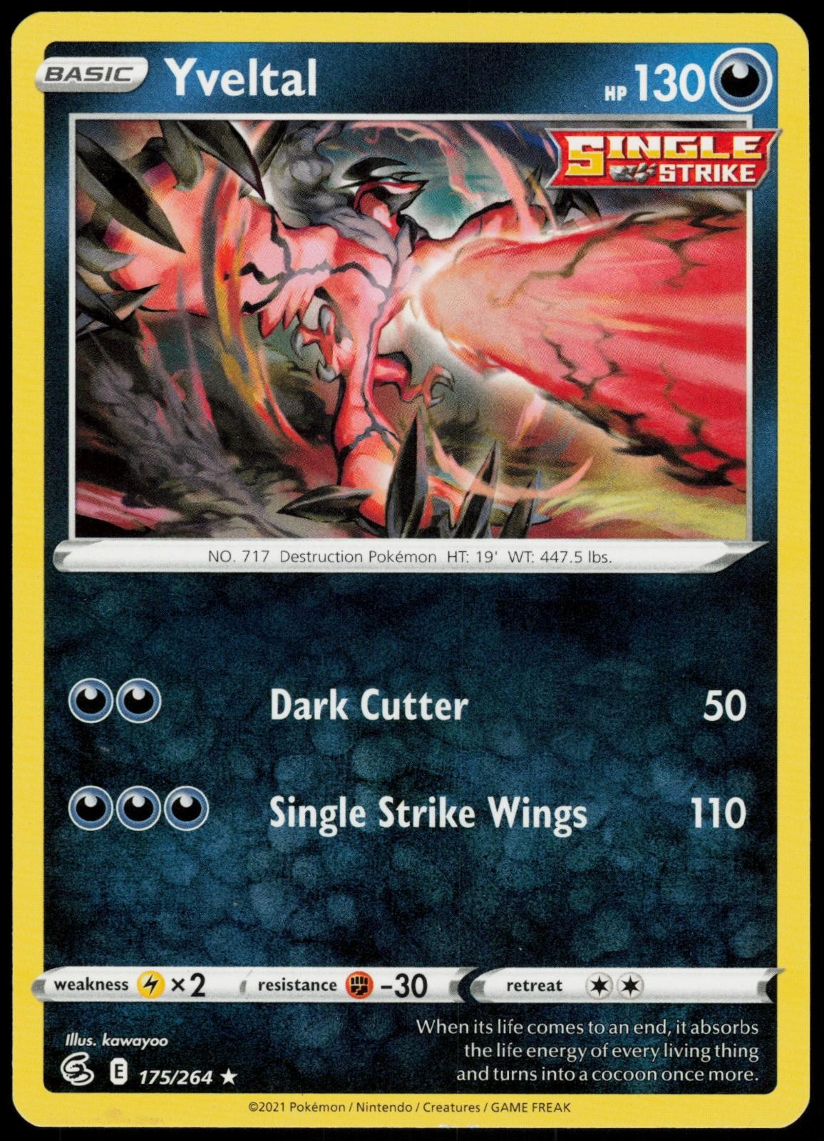 Yveltal 175/264 Fusion Strike Rare Lightly Played Pokemon TCG