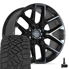 Df17a Black 22x9 Wheels 28545r22 Rt Tires Tpms Set Fits Chevy Gmc Cadillac