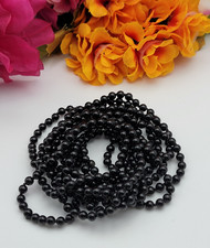 Natural Black Spinel Necklace Hand Knotted 68" Continuous Strand 4.3mm Dainty