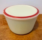 Depression McKee Yellow Opaque Custard Milk Glass Covered Grease Bowl Red Stripe