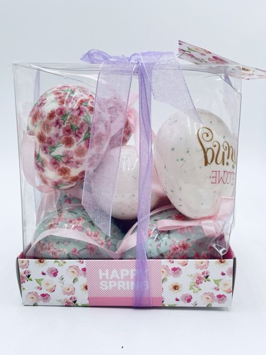 NEW LOT 4 BOXES Easter Egg Ornaments Pasted Floral Bunny Ribbon 20 Eggs Total - Picture 2 of 23