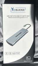 New Yc Bueno Multifunction Docking Station 7/1 USB-C/M To USB3.0 3 SD/TF HD/F