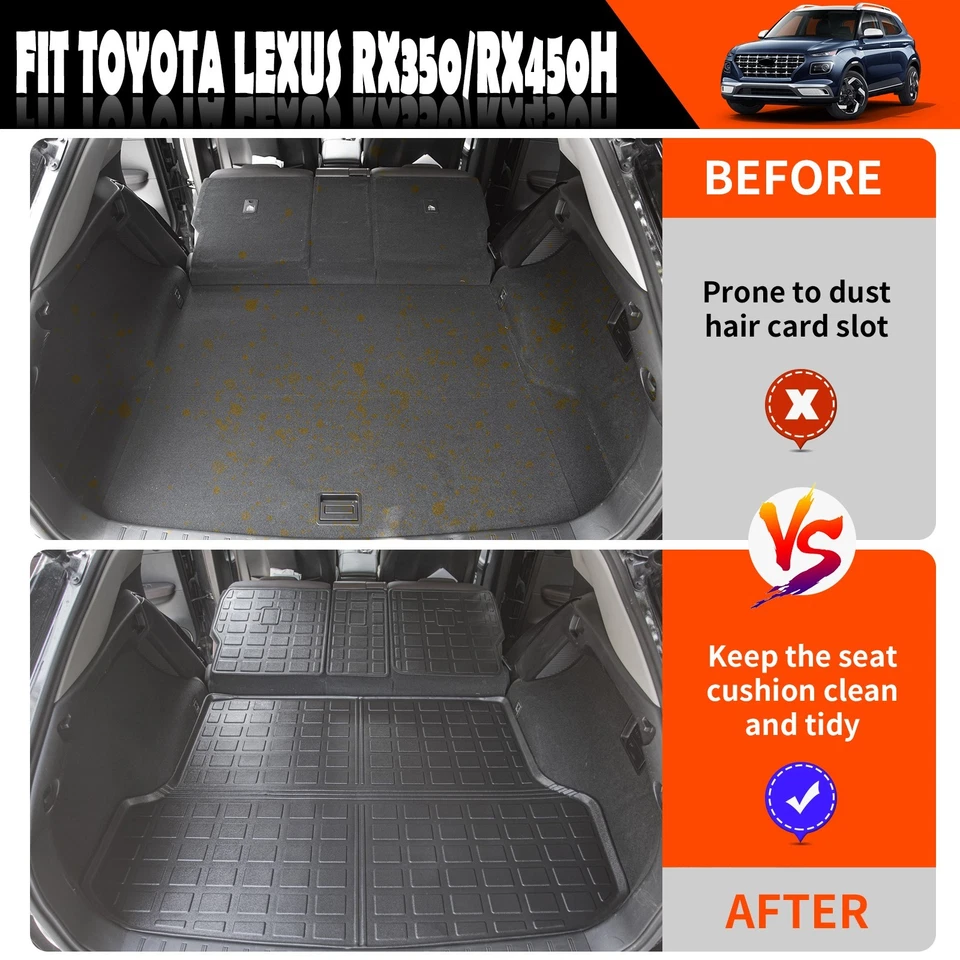 For 2016-2022 Lexus RX350 RX450H Cargo Mats Backrest Mats Trunk Liners TPE Foto 4 de 4