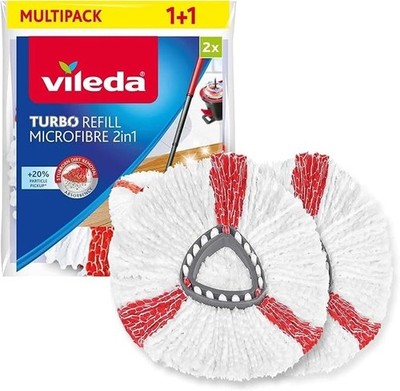 Vileda 2-in-1 EasyWring & Clean Turbo Mop Replacement Head Microfiber 2-Pack