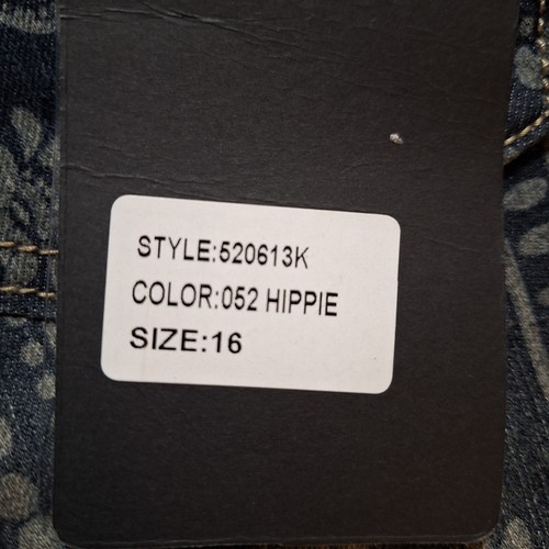 12K Overalls Teen Girls Size 16 Blue Denim Hippie Pattern 6 Pocket Cotton Blend - Imagen 13 de 16