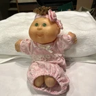 Cabbage Patch Kid Doll Baby Brown Hair Green Eyes w Clothes Play Along OAA 2004