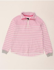 CREW CLOTHING Womens Zip Neck Sweatshirt Jumper UK 10 Small Pink Striped BG29