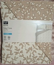 F&F Home Double Easy Care Duvet Set Double Natural DITSY Leaf NEW