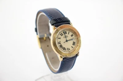 Must de Cartier Ronde .925 Silver Vermeil Watch Ref 1800-1 Quartz Working 