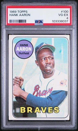 1969 Topps Original Baseball Card HANK AARON #100 Atlanta Braves PSA 4