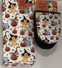 2 Disney Winnie The Pooh Halloween Kitchen Towels  2 Mini Oven Mitts Tigger