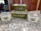 Vintage Pyrex Spring Blossom / Crazy Daisy Refrigerator Set w/Lids - Nice