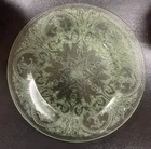 Indiana Glass Horseshoe #612 Uranium Green Etched 11" Chop / Sandwich Plate