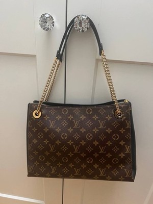 Louis Vuitton Surène Shoulder Bag MM Black Leather Monogram Top Zustand