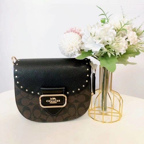 Coach CE567 Morgan Saddle Bag In Gold/Brown Black Multi - Picture 2 of 9
