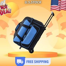 Double Roller Bowling Bag 2-Ball w/ Shoe Compartment  Retractable Handle