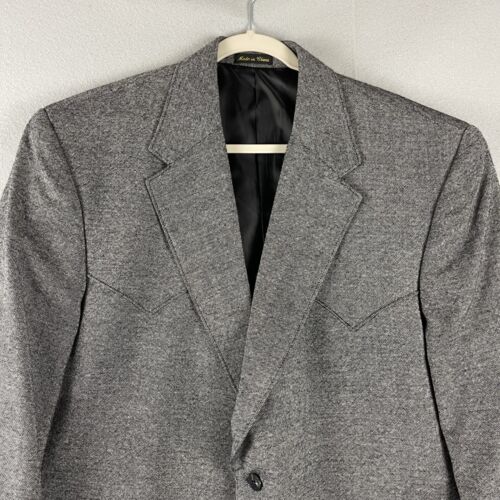 VTG Circle S Lambswool Blazer Sport Coat Mens 50R Grey Western Cowboy Rockabilly - Picture 2 of 18