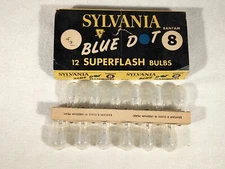 Vintage Sylvania 12 Pack Superflash Blue Dot Bantam ~ 12 Total Bulbs
