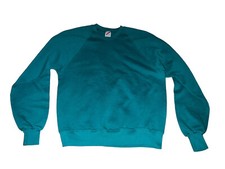 Vintage 80s 90s Blank Jerzees Sweatshirt Men Size L Long Sleeve Crew Neck Green