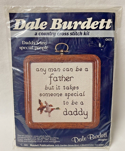 Nowy 1985 Dale Burdett Cross Stitch Daddy's Are Special People Kit #CK73